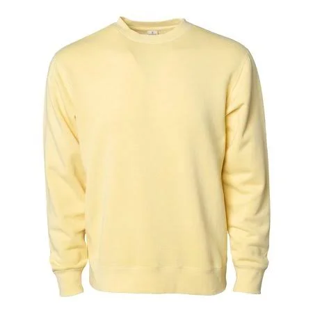 New - MMf - Independent Trading Co. - Unisex Midweight Pigment-Dyed Crewneck Sweatshirt, Men's, Size: Small, Yellow