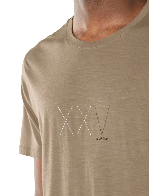 Icebreaker Men's Nature Dye Merino Tech Lite Short Sleeve Crewe T-Shirt Anniversary XXV, Size Large, Almond, Merino Wool/Nylo