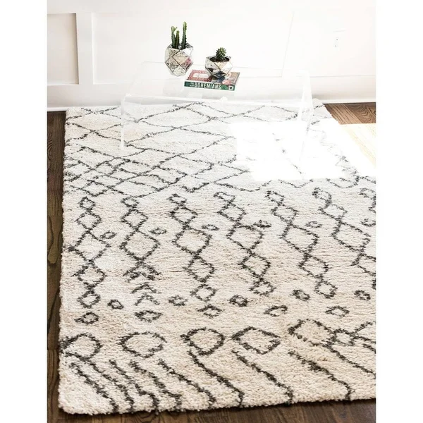 Unique Loom Geometric Rabat Shag Runner Rug - 2& 7 x 6&, Yellow