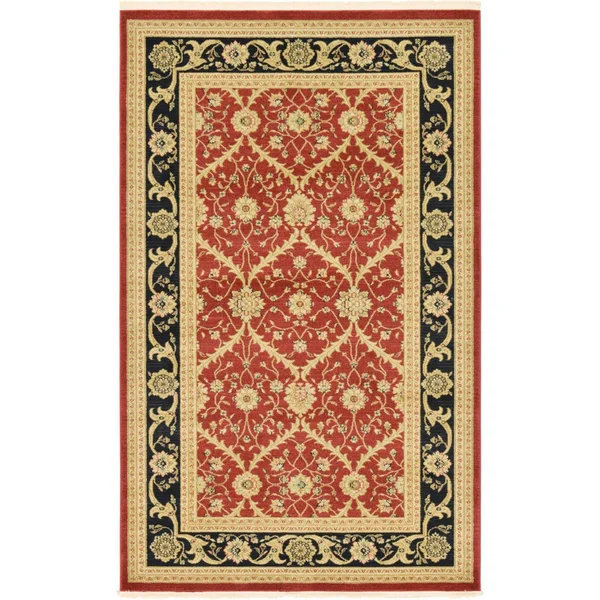 Unique Loom Freesia Edinburgh Area Rug - 5& x 8& Red