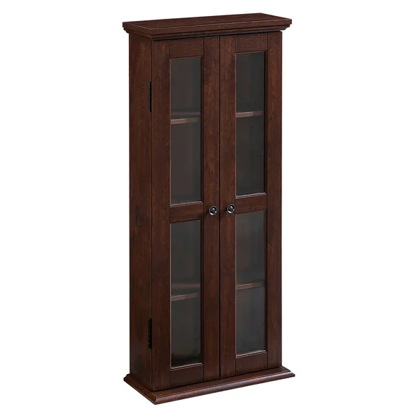 41 Wood Media Storage Tower Cabinet Brown Saracina Home