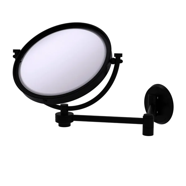Allied Brass 8 inch Wall Mounted Extending Make-Up Mirror 5X Magnification Groovy Accent Matte Black