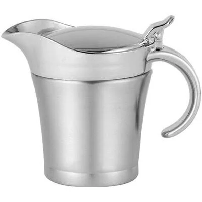 Double Insulated Gravy Boat - Stainless Steel Sauce Jug with Hinged Lid Hinged Lid Ideal for Gravy or Cream at Thanksgiving Red