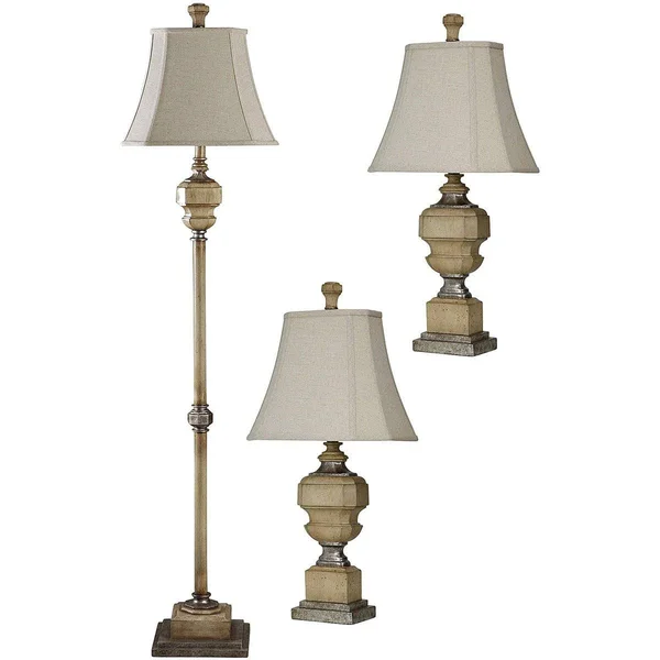 StyleCraft Florentine 3 Piece Table and Floor Lamp Set