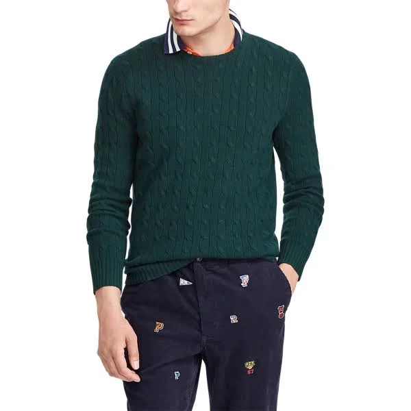 Ralph Lauren Men's Cable-Knit Cashmere Sweater - Size Xs in College Green
