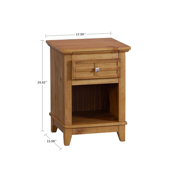 Drawer Solid Wood Nightstand - White