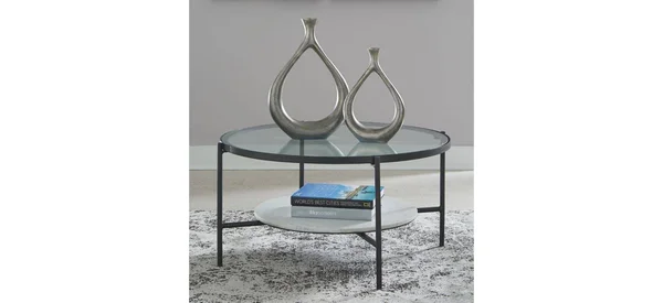 Signature Design by Ashley Zalany Black/White Round Cocktail Table