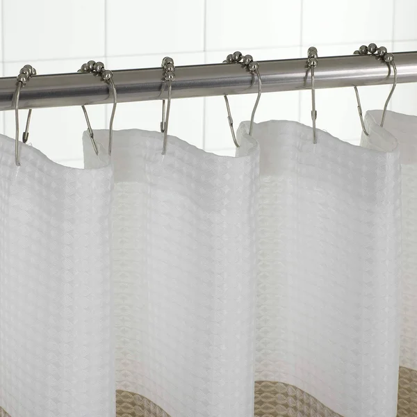 Dainty Home Ombre Waffle Weave Fabric Shower Curtain Taupe