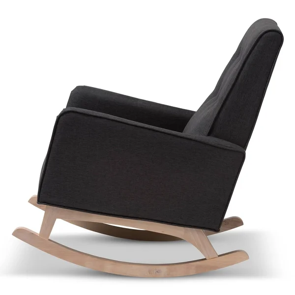 Mid Century Fabric Rocking Chair by Baxton Studio Charcoal