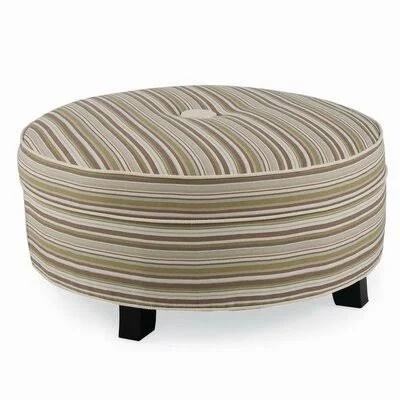 Pendelton 28x22 Tufted Round Ottoman CR Laine Sig Melon/Honey Pine 14x22H x 28x22W x 28x22D