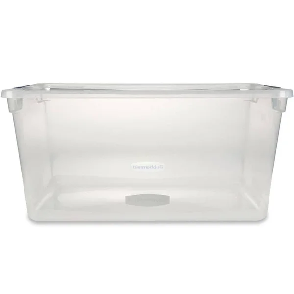 Rubbermaid Cleverstore 95 Quartt Latching Plastic Storage Container & Lid, Clear