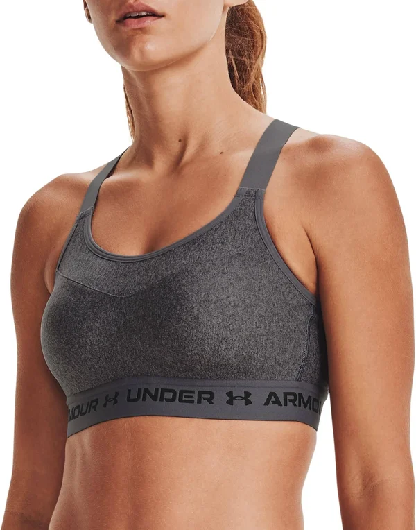 Under Armour Women's Armour High Crossback Heather Sports Bra Grey