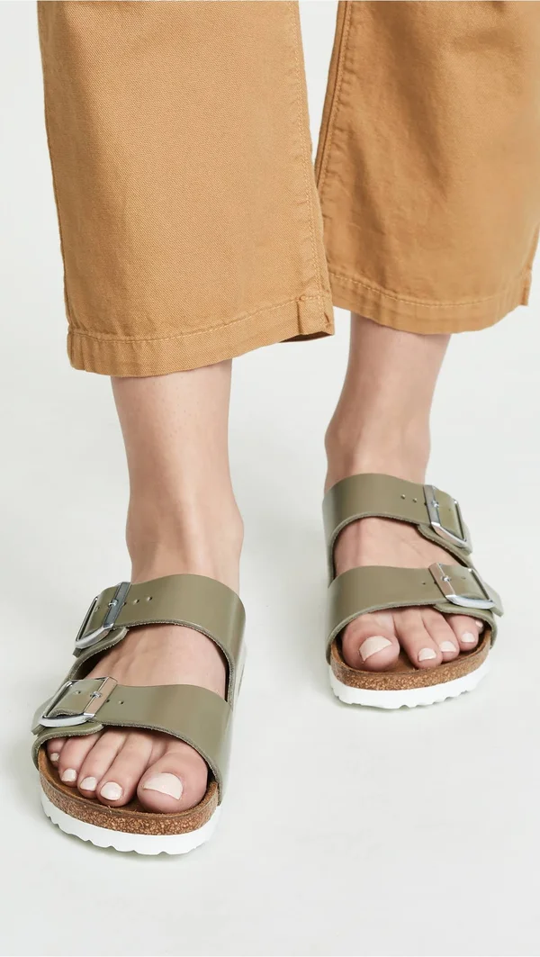 Women's Arizona Birkenstock Khaki Leather - Khaki, 37