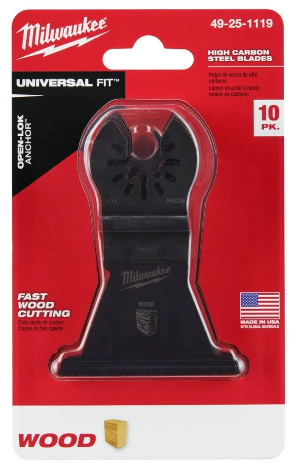 Milwaukee 49-25-1119 OPEN-LOK 2-1/2-Inch HCS Wood Blade, 10-Pack