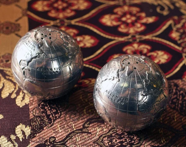 Vagabond House Medici Pewter World Globe Salt and Pepper Set