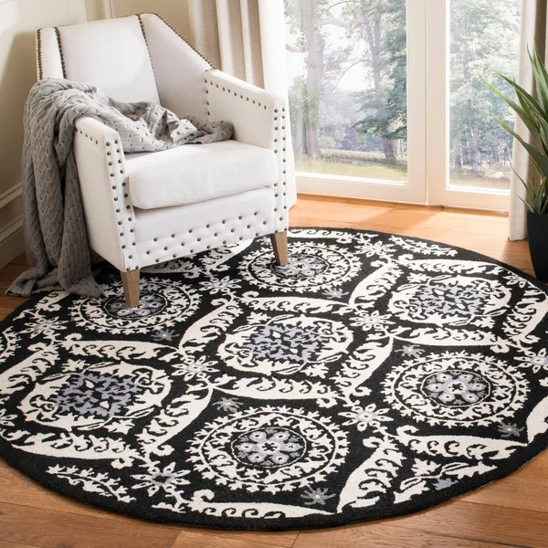 Safavieh Chelsea HK356B Green - Beige Rug 8& x 8& Round