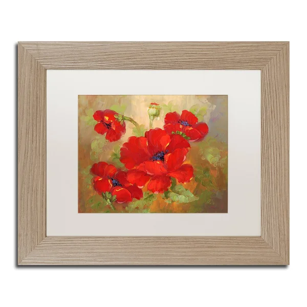 Trademark Fine Art Poppies by Rio - White Matte, Birch Frame 11x14-Inch