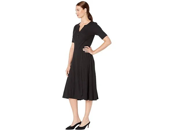 Lauren Ralph Lauren Women's Waffle-Knit Cotton Midi Dress - Black - Size Medium