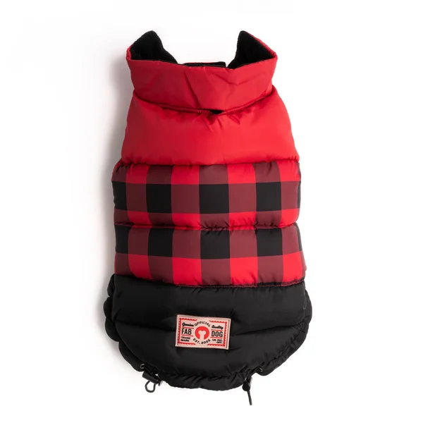 fabdog APP2508 Red Buffalo Check Color Block Puffer Jacket 24x22