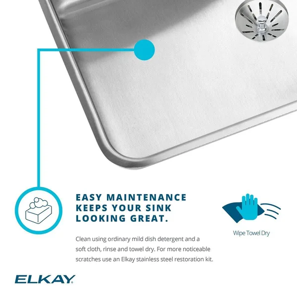 Elkay LR25222 Lustertone Single Bowl Sink