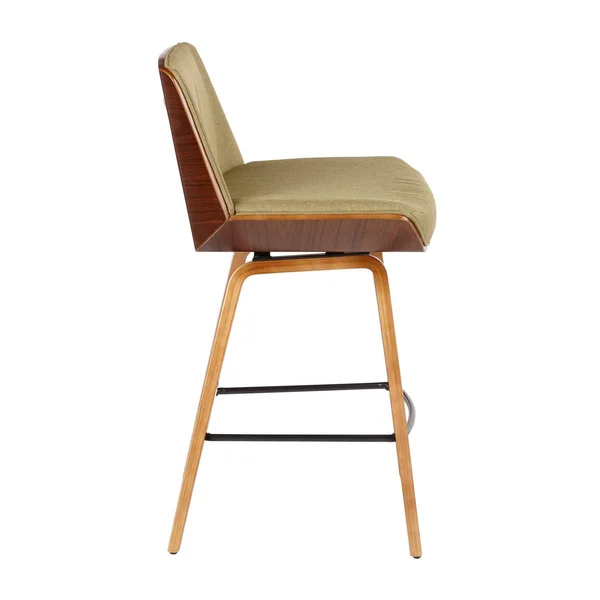 LumiSource Corazza Mid-Century Modern Counter Stool, Walnut/Green
