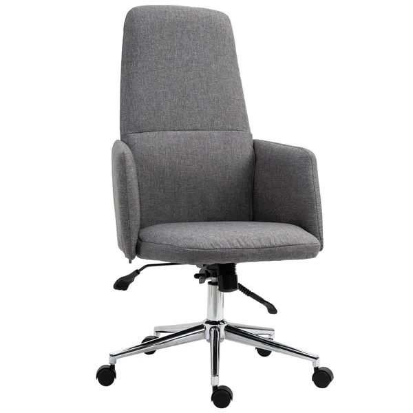 Vinsetto High Back Office Computer Chair with Breathable Fabric, Padded ARMREST, and Swivel Wheels - Grey
