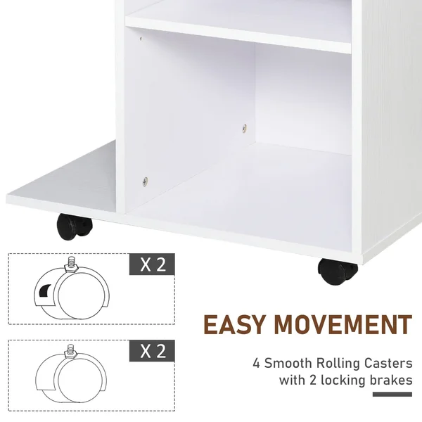 Vinsetto Printer Table Desk - Rolling Cart Stand with Wheels, Adjustable Shelf, Drawer and CPU Stand - Black