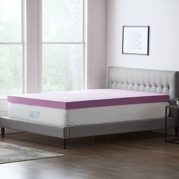 Lucid Comfort Collection 3x22 Lavender Memory Foam Topper - Queen