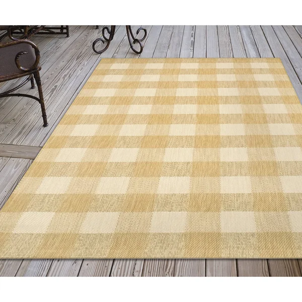 Trans Ocean Portofino Texture Plaid Area Rug, Black, 7&10x22 x 9&10x22 Rectangle