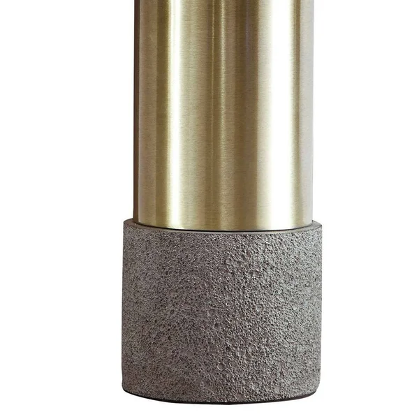 Benjara Bm230945 Faux Concrete and Metal Base Table Lamp - Set of 2, Brass and Gray