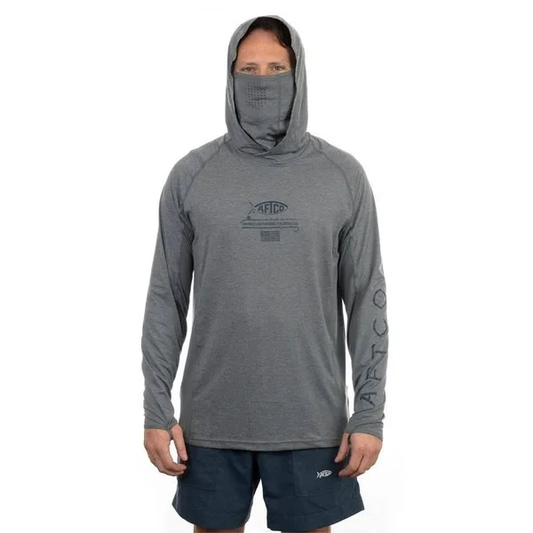 AFTCO Barracuda Geo Cool Fishing Hood & Mask - Bahama Heather - S