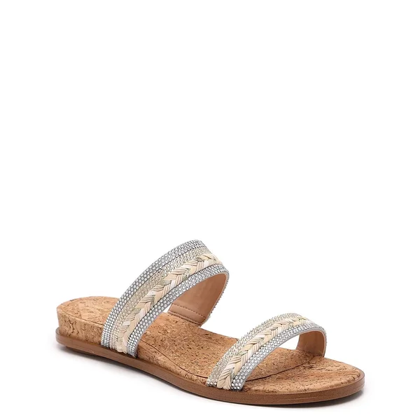 Jlo Jennifer Lopez Aviana Sandal - Women's, Silver/Gold Metallic, Size 8, Sandals, Flat, Slide