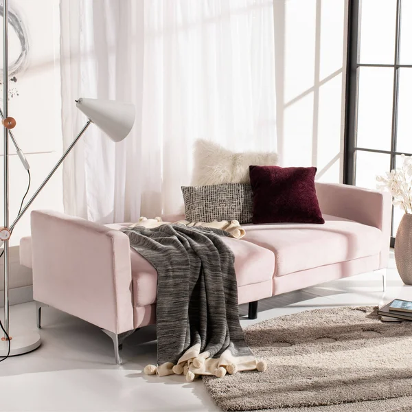 Safavieh Chelsea Foldable Futon Bed - Blush, Chrome