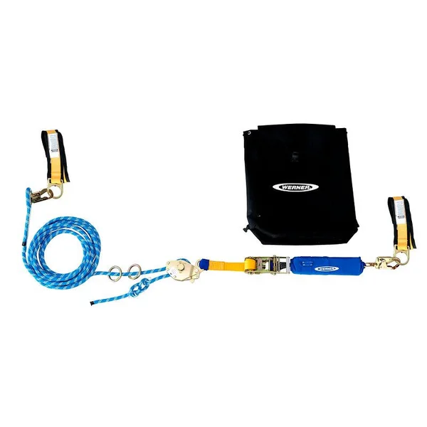 Werner L102030 30ft 2-Man Rope Horizontal Lifeline System - Cross-Arm Strap, Ratchet Tensioner