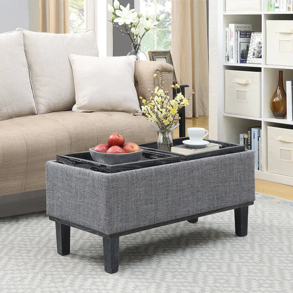 Brentwood Storage Ottoman Gray Fabric - Breighton Home
