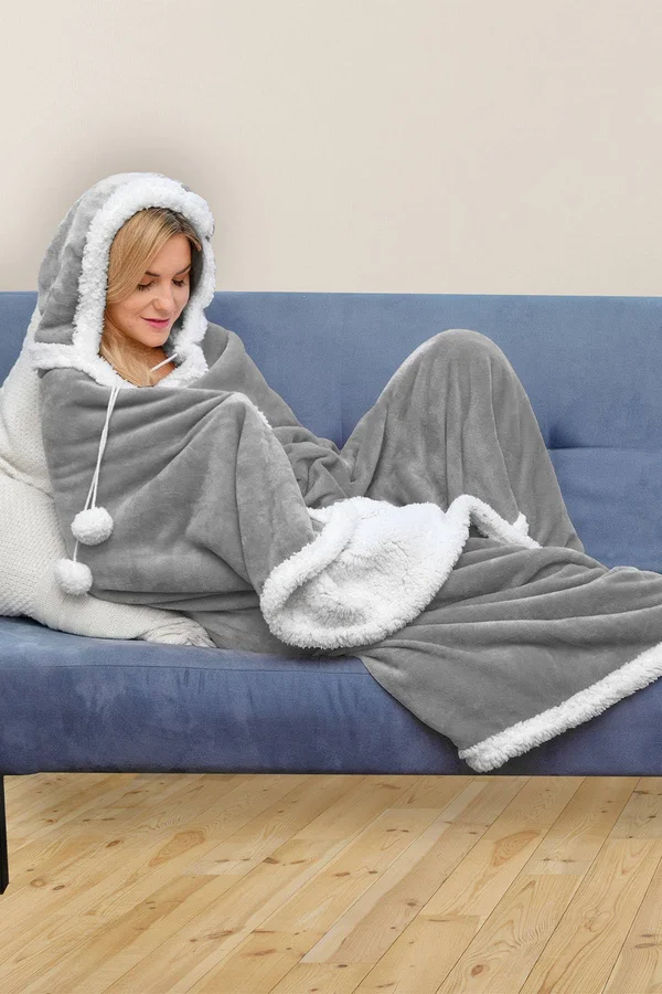 Gigi Solid Sherpa Hooded Throw Blanket - Size: 51x71 inch