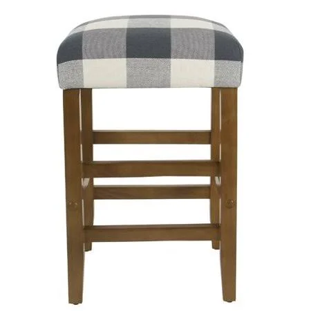 Gracie Oaks Proxima 24x22 Bar Stool Color: Blue Buffalo Plaid