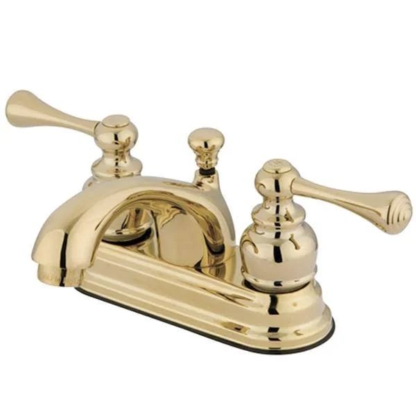 Kingston Brass KB3609BL Vintage Satin Nickel & Polished Brass Two-Handle 4x22 Centerset Lavatory Faucet with Pop-Up