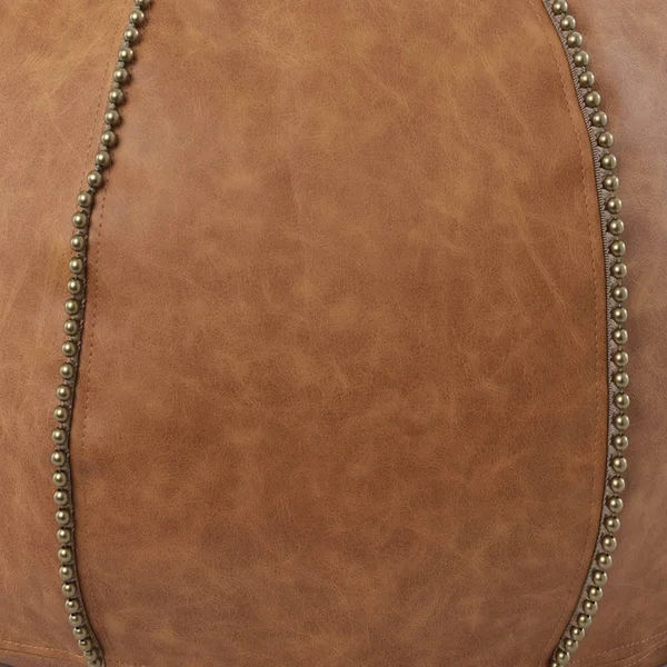 Gold Medal Luxe Faux Leather Beaded Pouf Ottoman