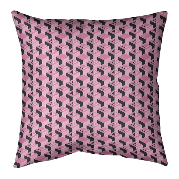 Porch & den Durell 3D Cube Pattern Throw Pillow - 20 x 20 - Red - Faux Suede