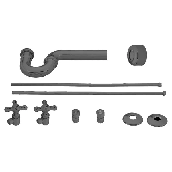 Westbrass Traditional Pedestal Lavatory Kit - Cross Handles - Black, D1838L-62