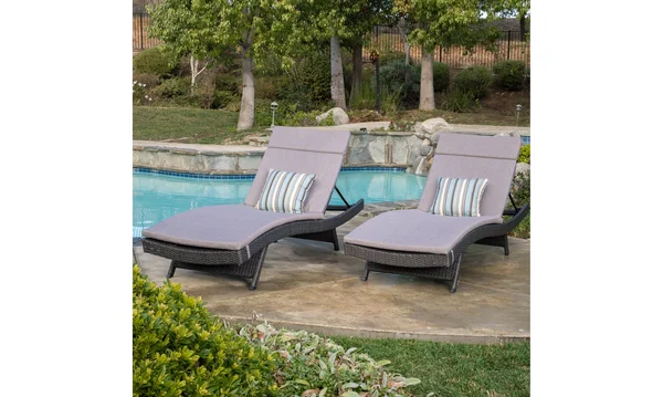 Nassau Outdoor Grey Wicker Adjustable Chaise Lounge with Charcoal