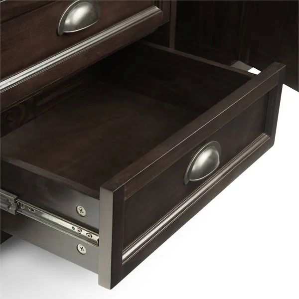 Simpli Home Burlington Farmhouse Solid Wood 72x22 TV Media Stand - Mahogany Brown