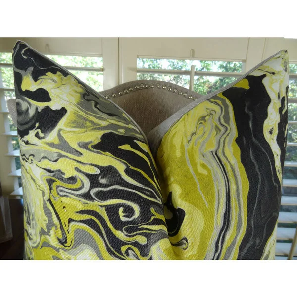 Plutus Medici Marble Ink Handmade Throw Pillow - Double Sided