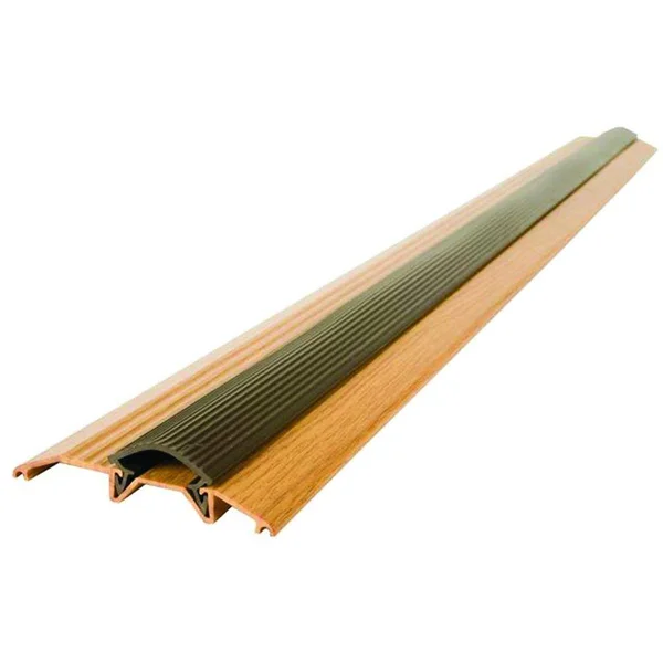 M-D Building Products Deluxe Low 3-3/4 in. x 83 in. MetalDecor Oak Aluminum Threshold with Vinyl Seal