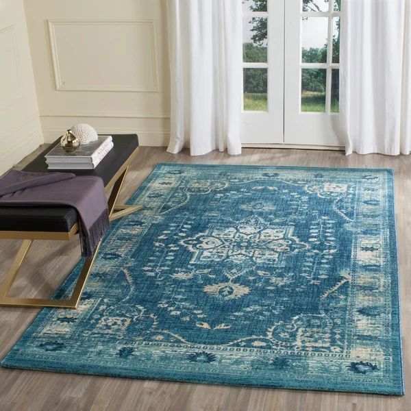 Safavieh EVK509A Evoke Navy, Gold Area Rug - 9& x 12&