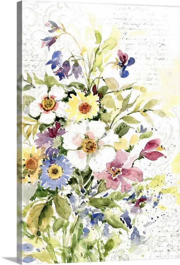 Watercolor Flowers - Canvas Wall Art, 24x36, Great Big Canvas