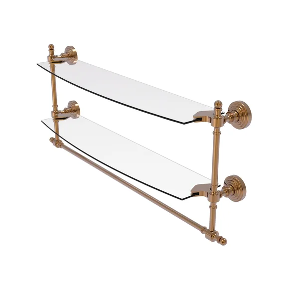 Allied Brass Retro Wave Collection Two Tiered Glass Shelf with Integrated Towel Bar - Brushed Bronze - 24 inch