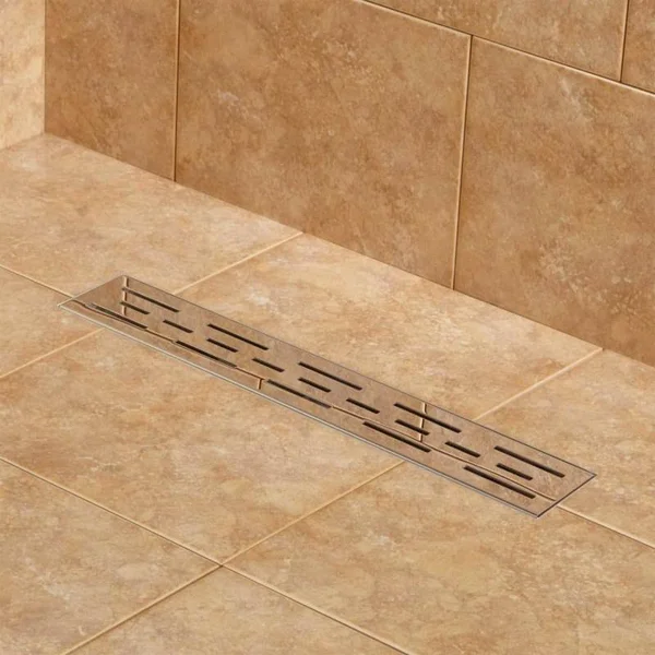 Signature Hardware 926148-18-F Effendi 18x22 Linear Shower Drain with Flange Polished Stainless Steel Shower Accessories Shower