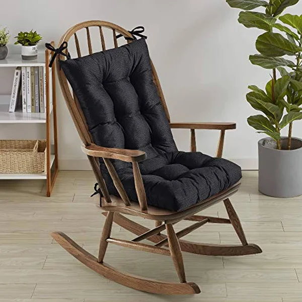 Tufted 2-Piece Rocking Chair Cushion Set Black